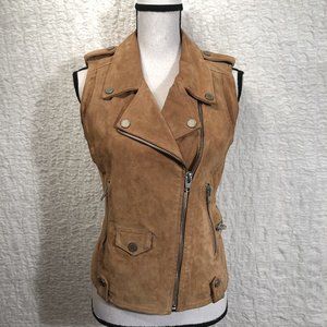 BLANKNYC 100% real leather suede moto jacket vest Tan Brown Sz M